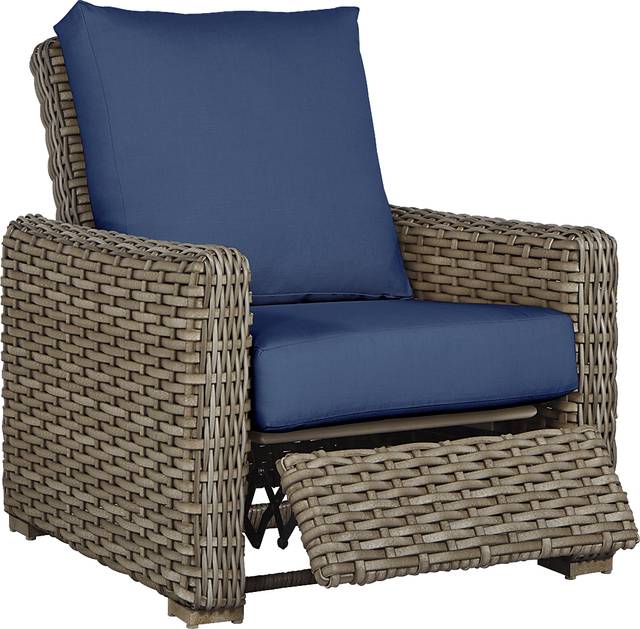 Siesta Key Driftwood Outdoor Recliner with Indigo Cushions - Thumbnail - Image 2