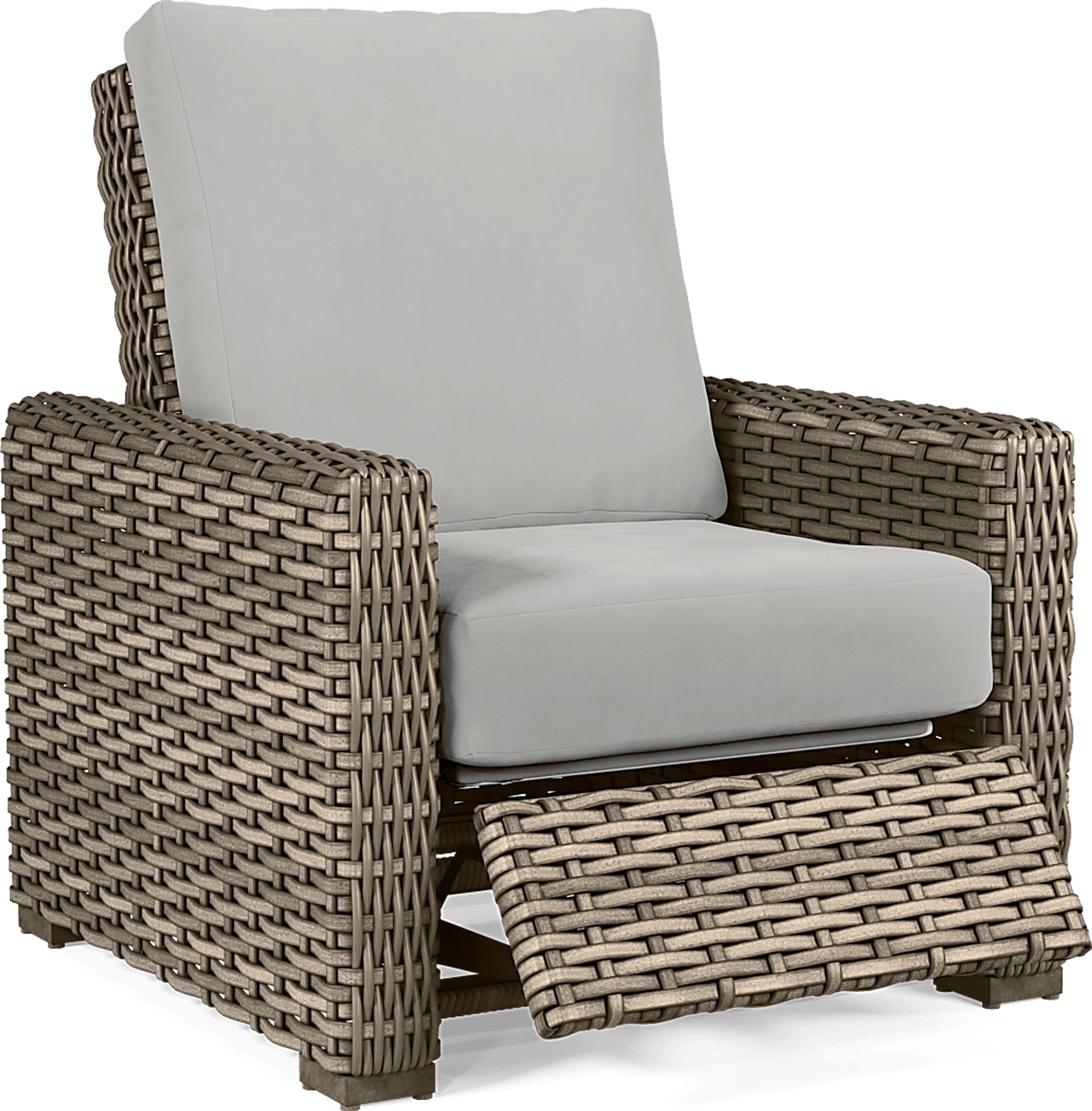 Siesta Key Driftwood Outdoor Recliner with Dove Cushions - Image 1
