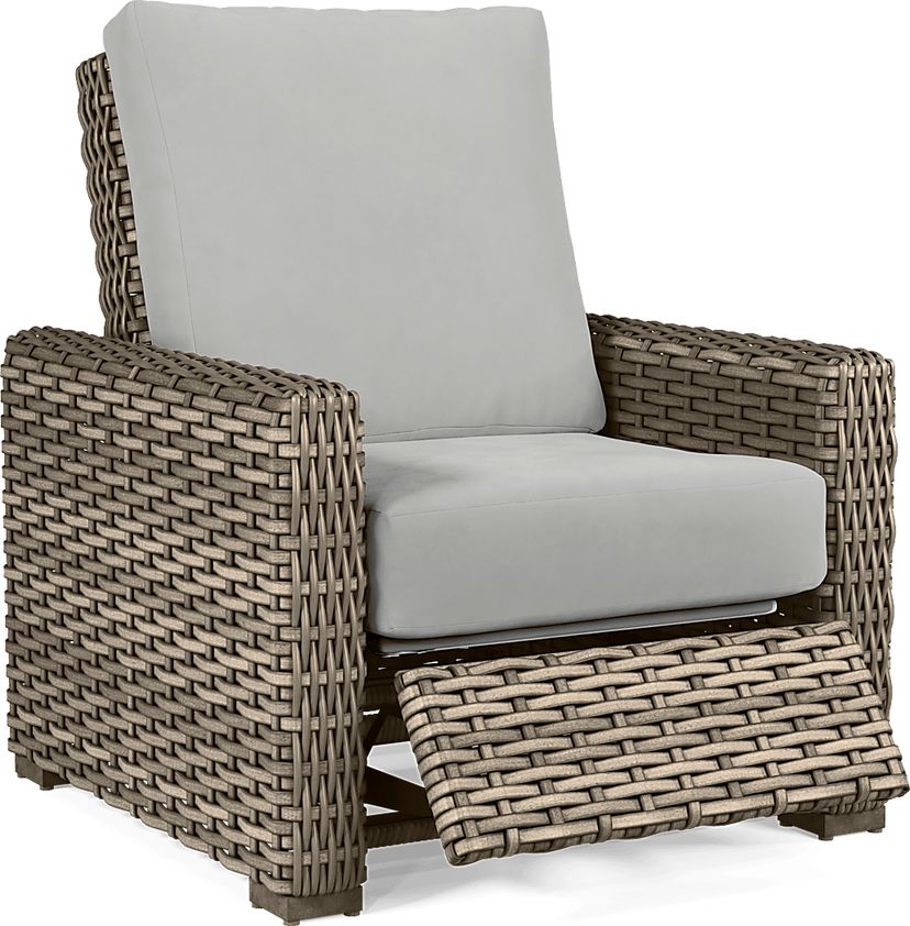 Siesta Key Driftwood Finish Outdoor Recliner with Dove Cushions