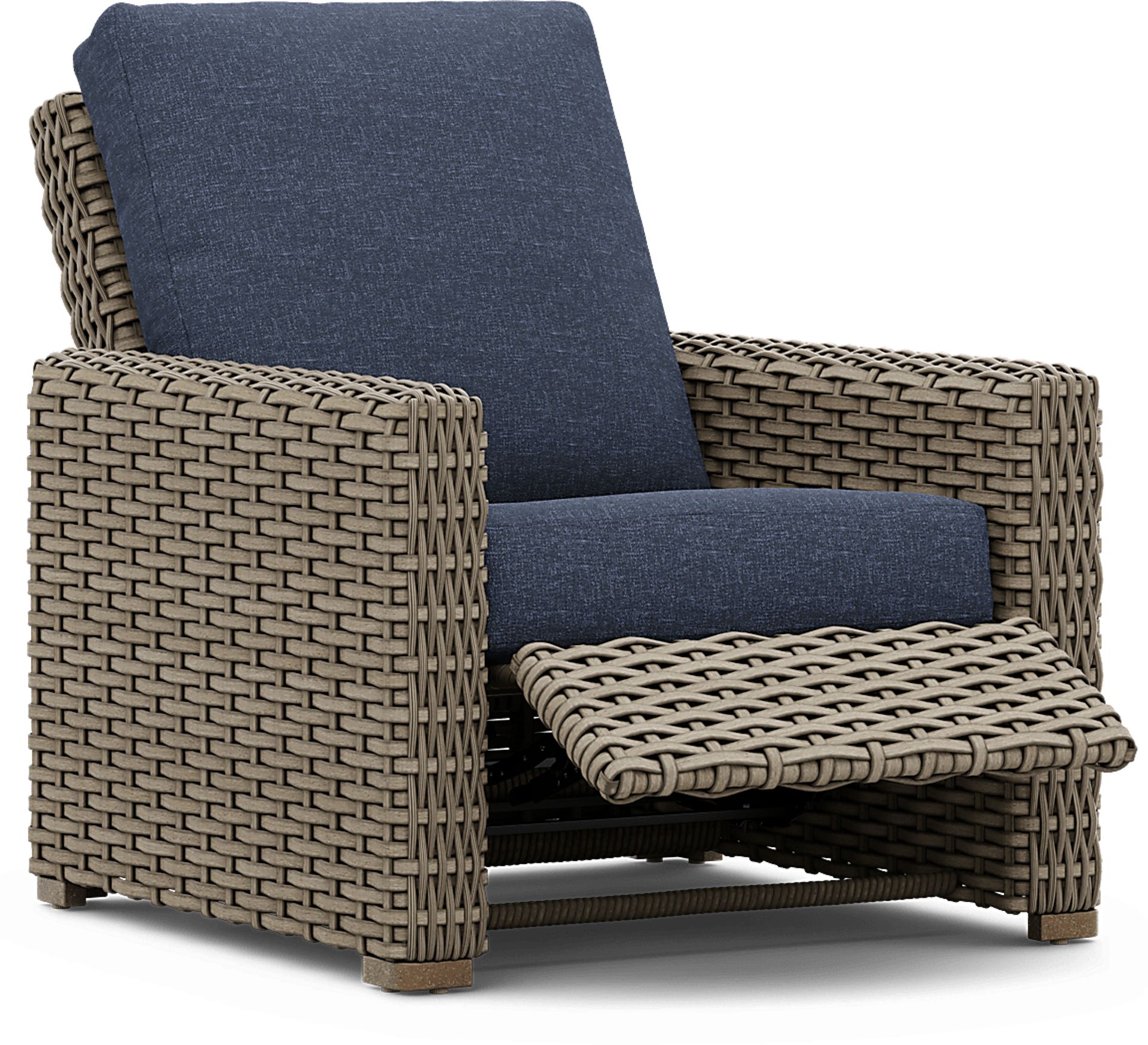 Siesta Key Driftwood Outdoor Recliner with Ink Cushions - Image 1