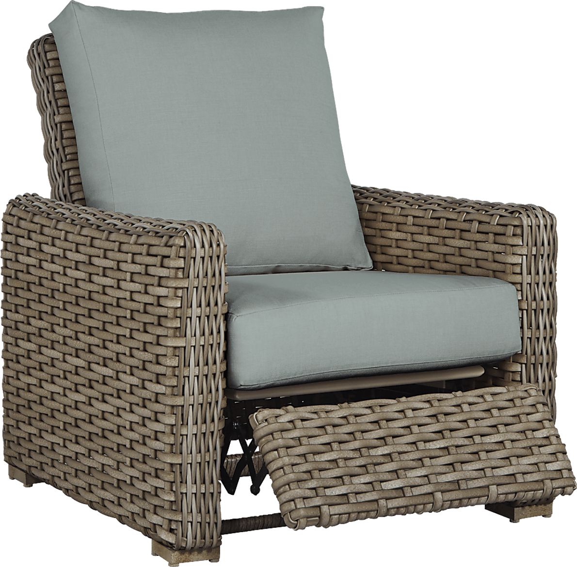 Siesta Key Driftwood Outdoor Recliner with Seafoam Cushions