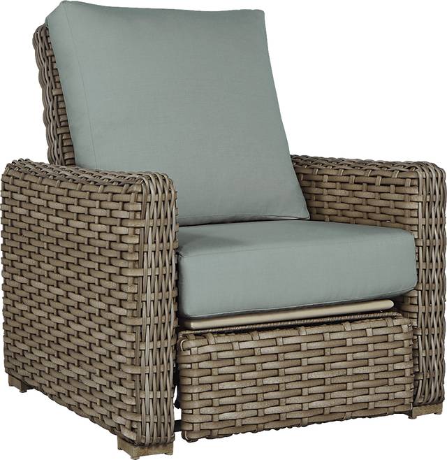 Siesta Key Driftwood Outdoor Recliner with Seafoam Cushions - Thumbnail - Image 1