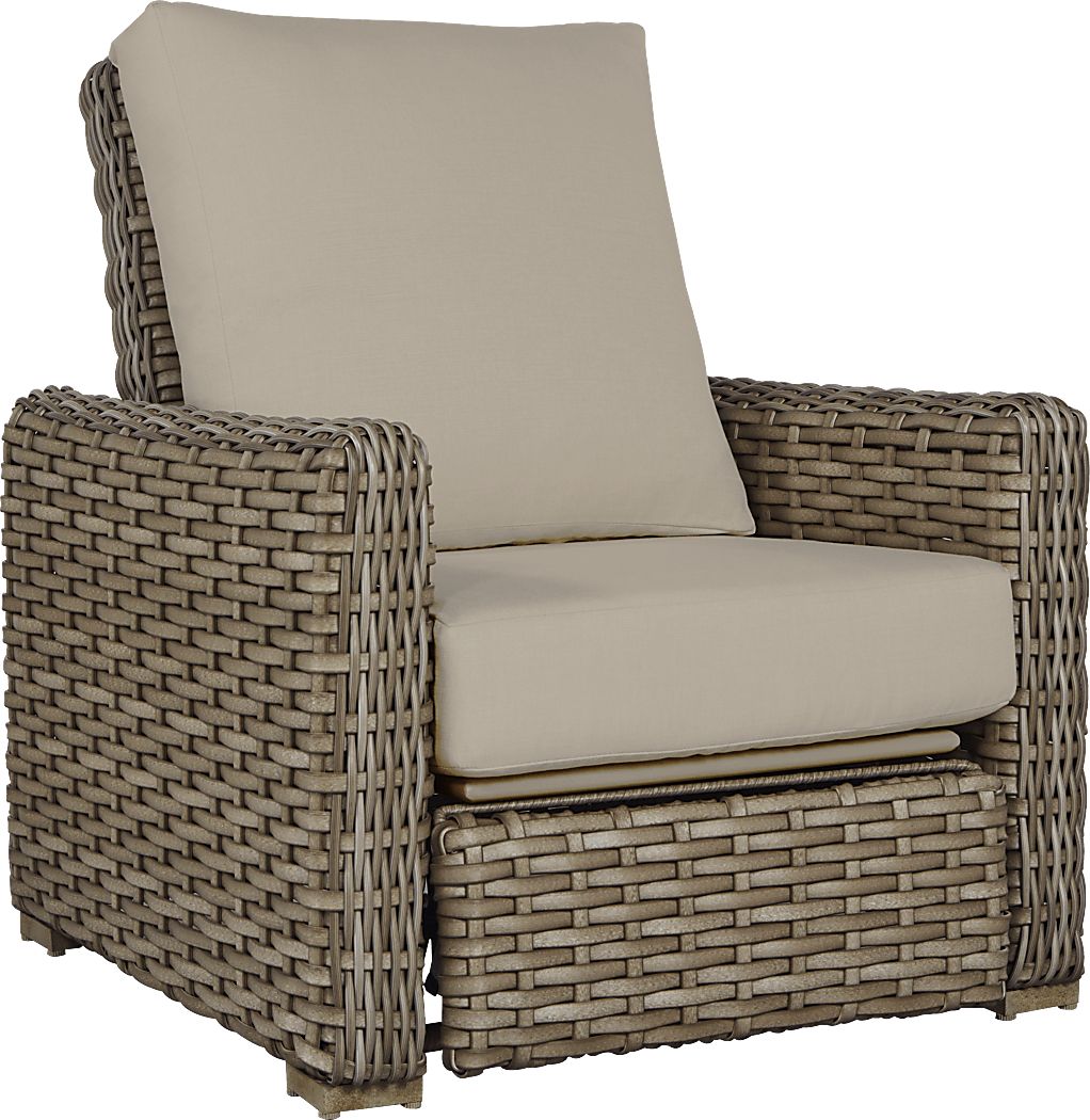 Siesta Key Driftwood Outdoor Recliner with Pebble Cushions - Rooms To Go