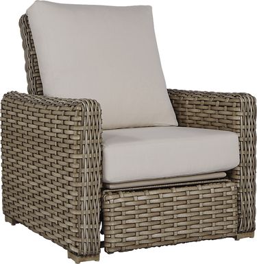 Siesta Key Driftwood Outdoor Recliner with Rollo Linen Cushions