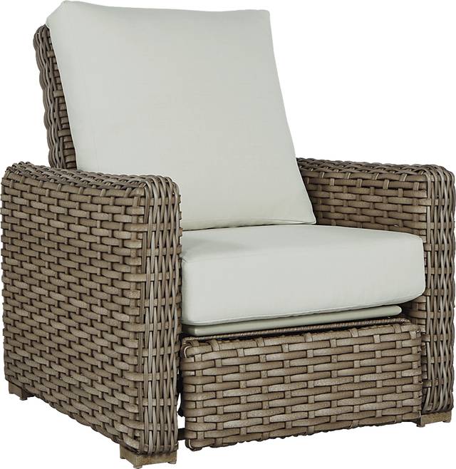 Siesta Key Driftwood Outdoor Recliner with Rollo Seafoam Cushions - Thumbnail - Image 1