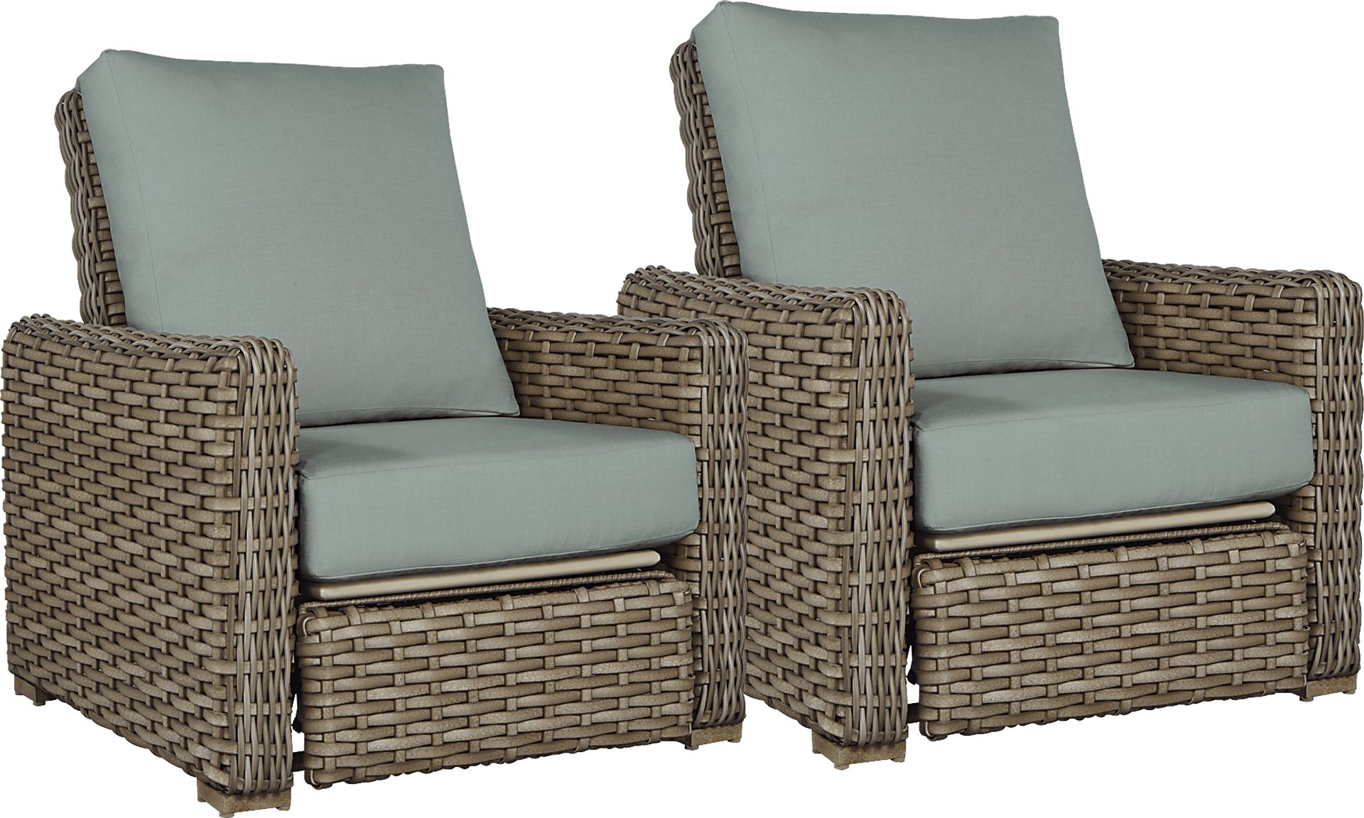 Siesta Key Driftwood Outdoor Recliner with Mist Cushions - Set of 2 - Image 1
