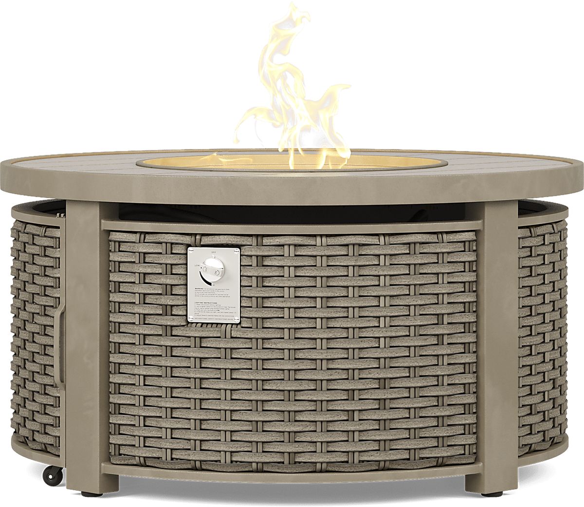 Siesta Key Light Wood Fruitwood Teak Outdoor Round Fire Pit Rooms to Go