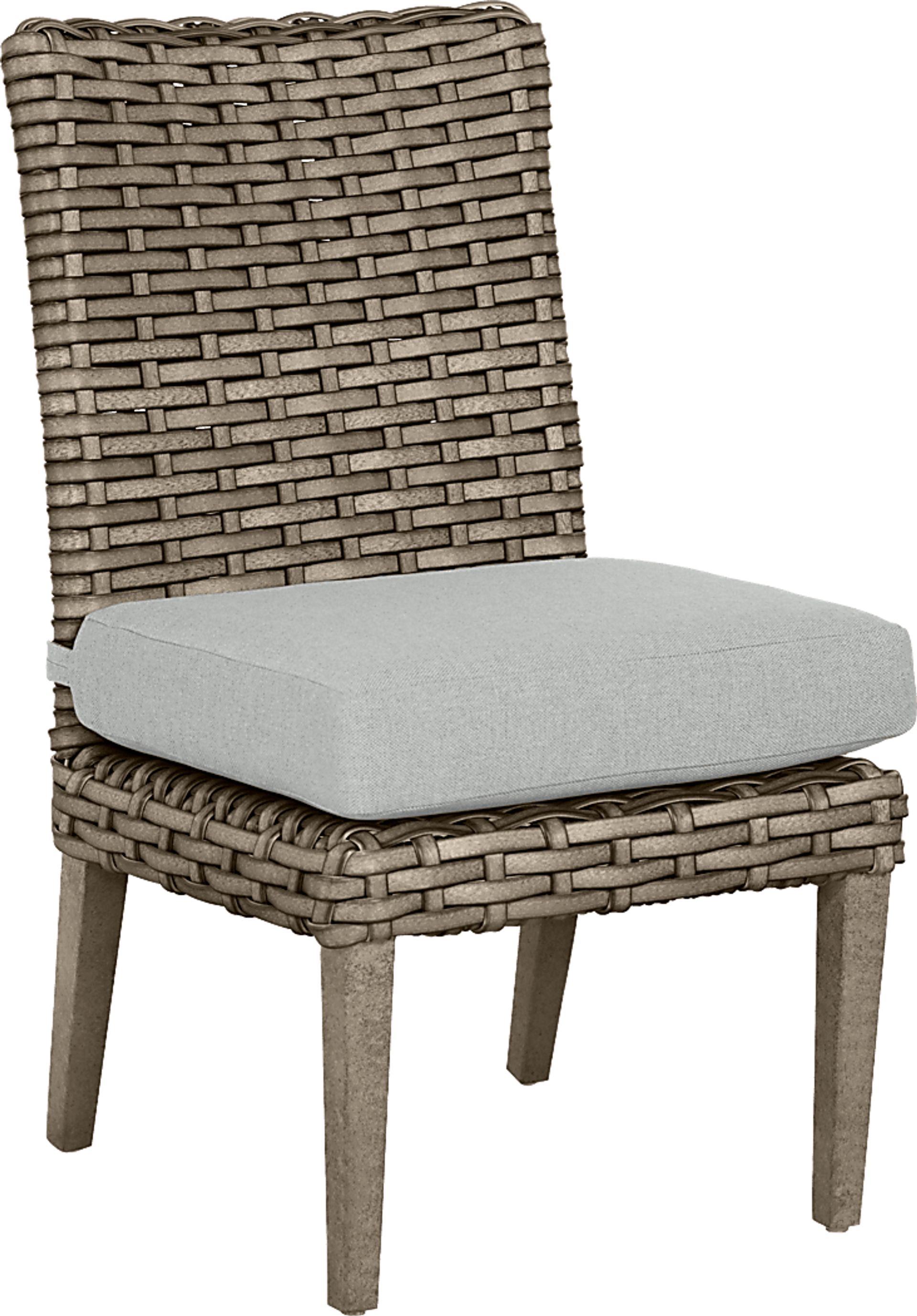 Siesta Key Driftwood 7 Pc Outdoor Dining Set with Dove Cushions - Image 3