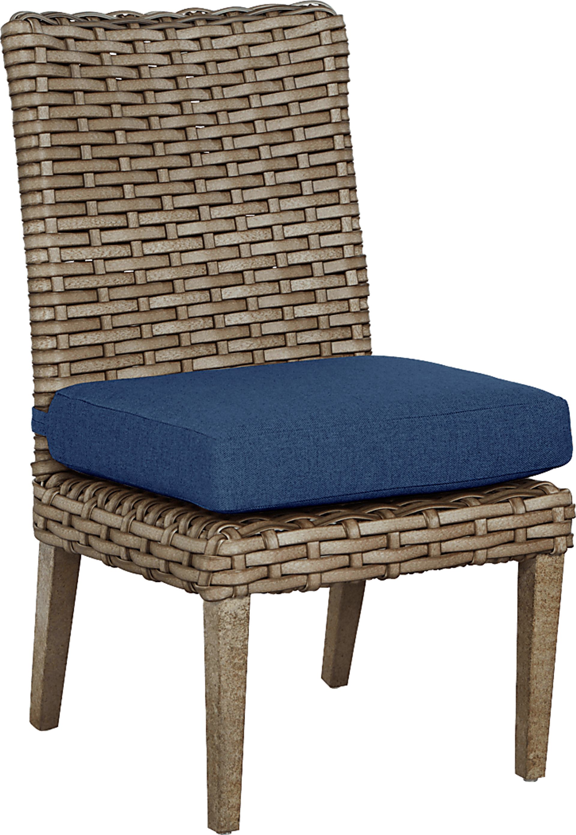 Siesta Key Driftwood 5 Pc 72 in. Rectangle Outdoor Dining Set with Indigo Cushions - Image 3