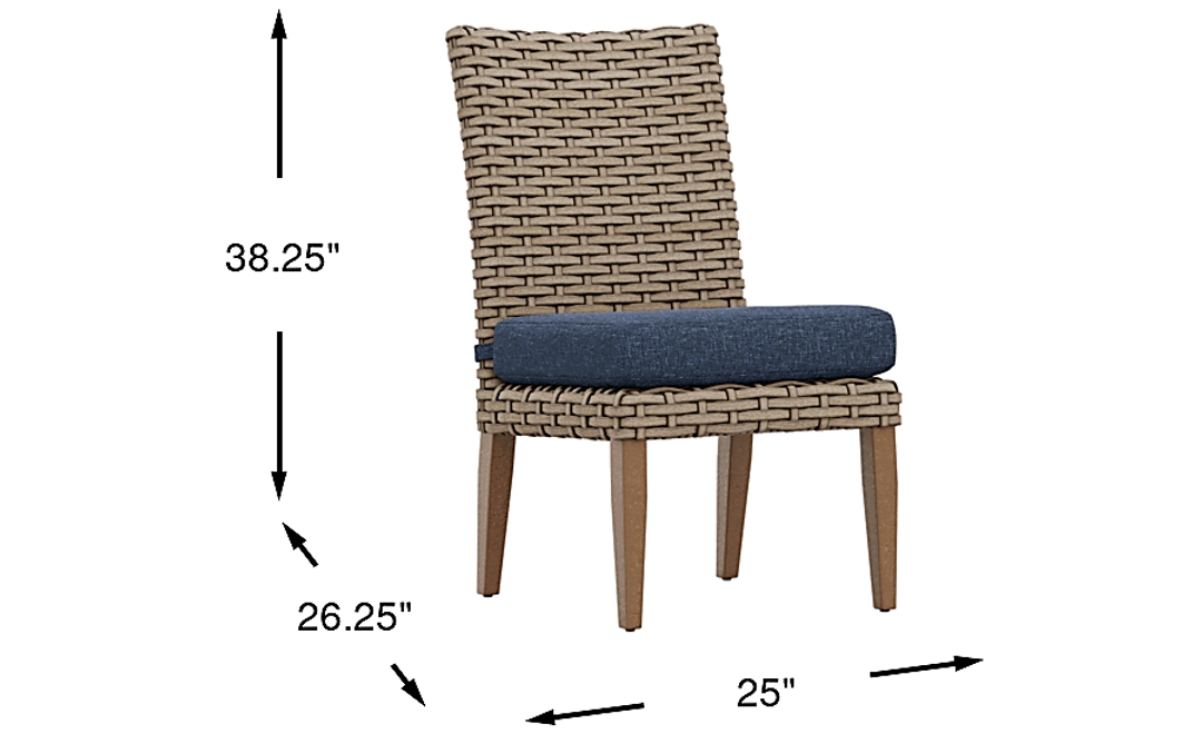 Siesta Key Driftwood Outdoor Side Chair with Ink Cushion
