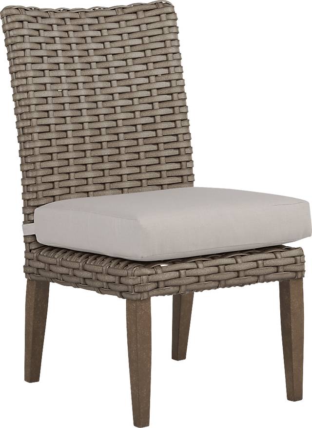 Siesta Key Driftwood Outdoor Side Chair with Rollo Linen Cushion - Thumbnail - Image 1
