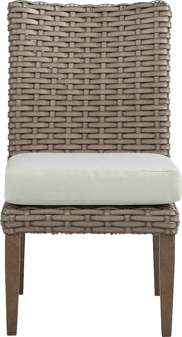 Siesta Key Driftwood Outdoor Side Chair with Rollo Seafoam Cushion - Thumbnail - Image 2