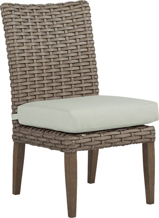 Siesta Key Driftwood Outdoor Side Chair with Rollo Seafoam Cushion - Thumbnail - Image 1