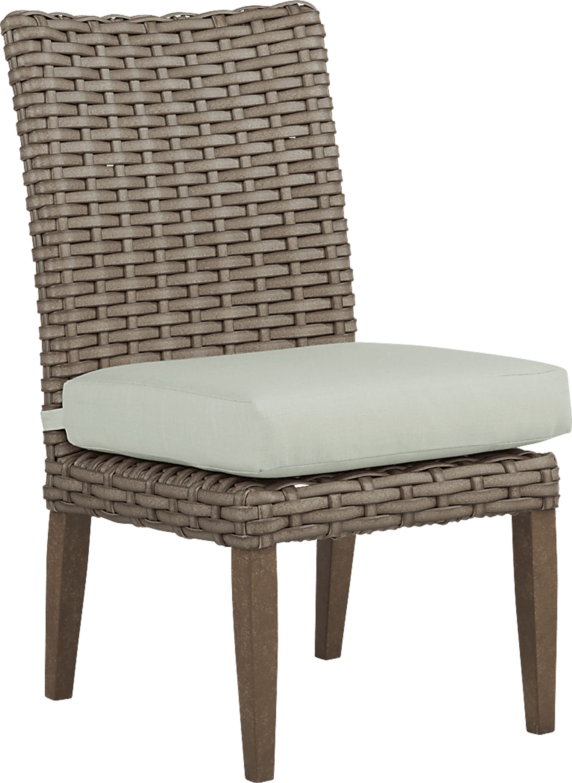Siesta Key Driftwood Outdoor Side Chair with Rollo Seafoam Cushion - Image 1