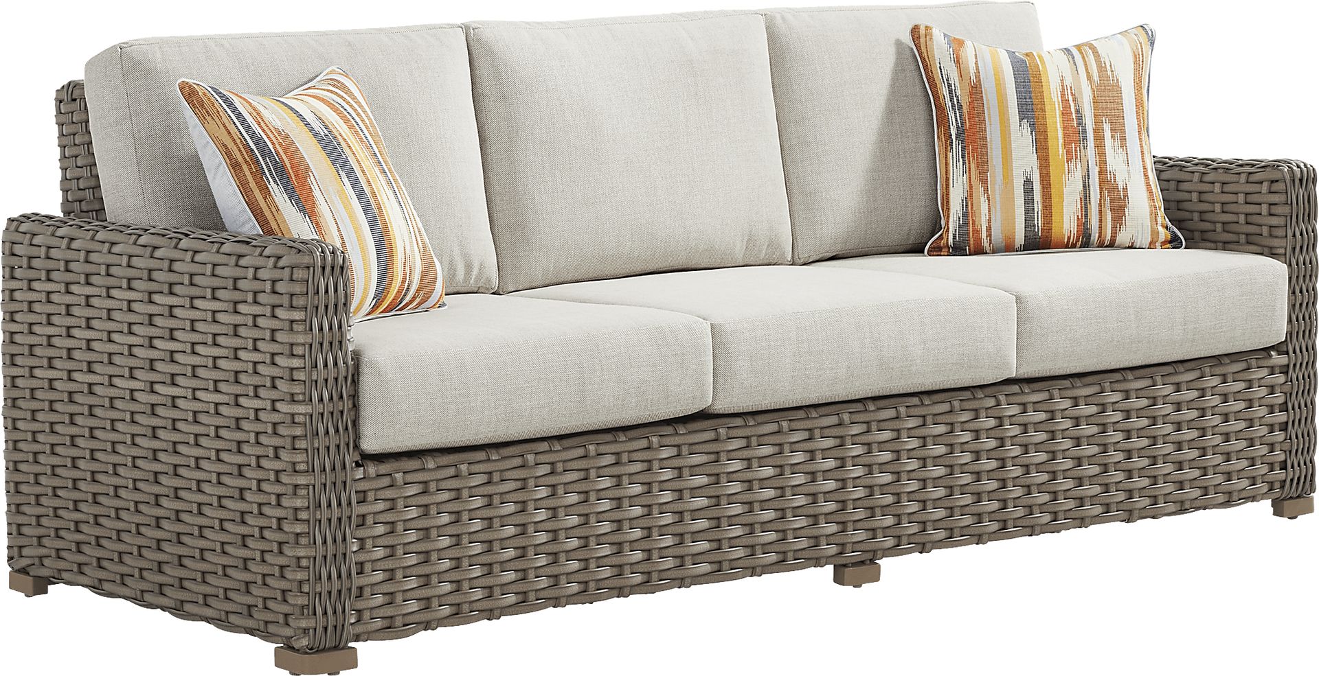 Siesta Key Driftwood Finish 4 Pc Outdoor Seating Set with Desert Cushions - Image 3