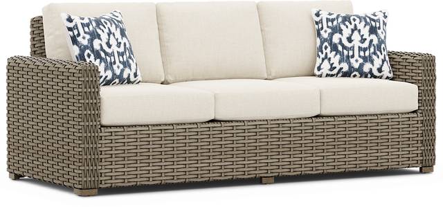 Siesta Key Driftwood Outdoor Sofa with Desert Cushions - Thumbnail - Image 2