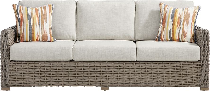 Siesta Key Driftwood Outdoor Sofa with Desert Cushions