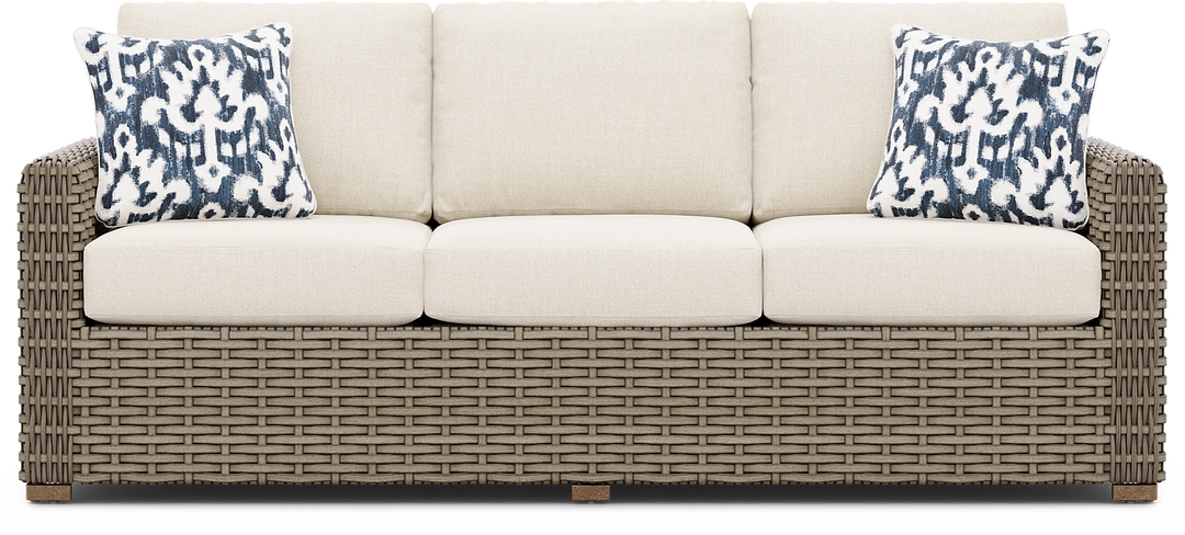 Siesta Key Driftwood Outdoor Sofa with Desert Cushions