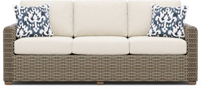 Siesta Key Driftwood Outdoor Sofa with Desert Cushions - Thumbnail - Image 1