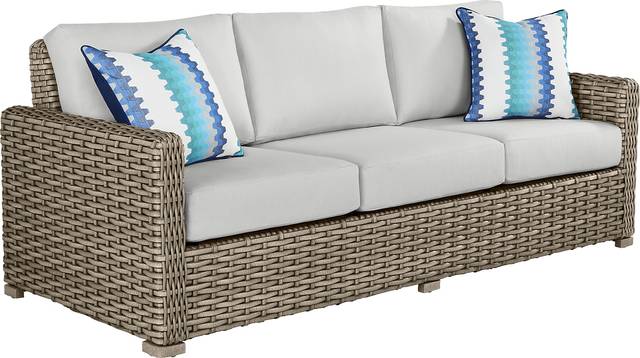 Siesta Key Driftwood Outdoor Sofa with Dove Cushions - Thumbnail - Image 2