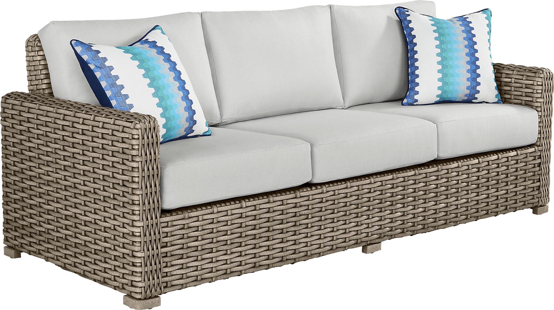 Siesta Key Driftwood Outdoor Sofa with Dove Cushions - Image 2