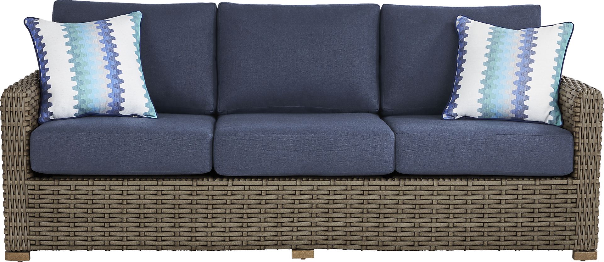Siesta Key Driftwood 4 Pc Outdoor Seating Set with Indigo Cushions - Image 2