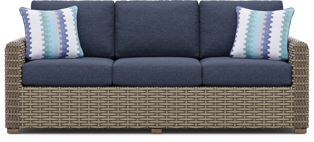 Siesta Key Driftwood Outdoor Sofa with Ink Cushions