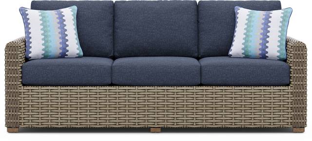 Siesta Key Driftwood Outdoor Sofa with Ink Cushions - Thumbnail - Image 1