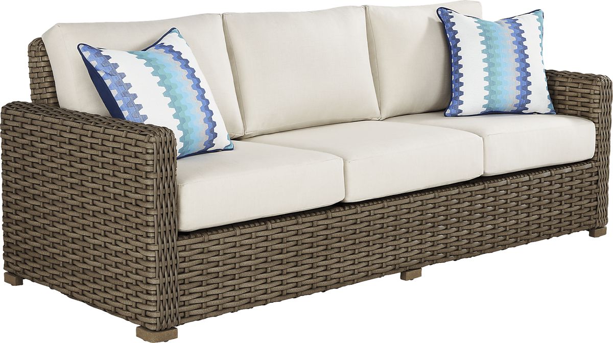 Siesta Key 4 Pc Driftwood Light Wood Linen Beige Wicker Outdoor Seating ...