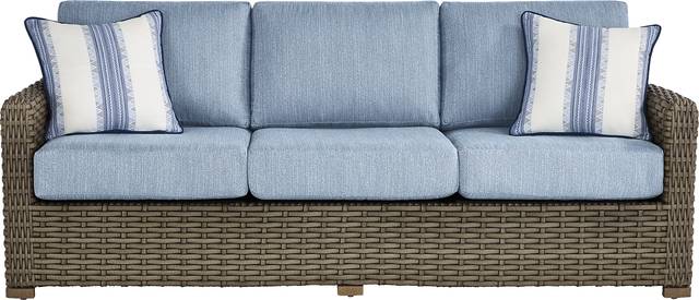 Siesta Key Driftwood Outdoor Sofa with Steel Cushions - Thumbnail - Image 1