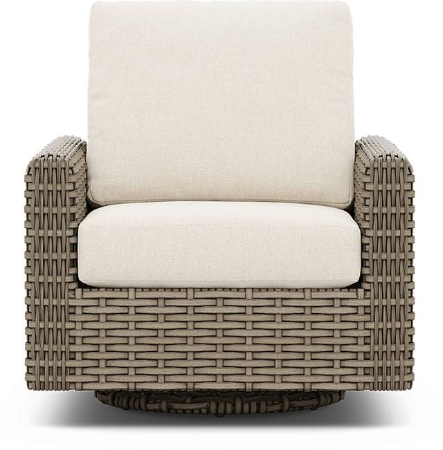 Siesta Key Driftwood Outdoor Swivel Chair with Desert Cushions - Thumbnail - Image 2