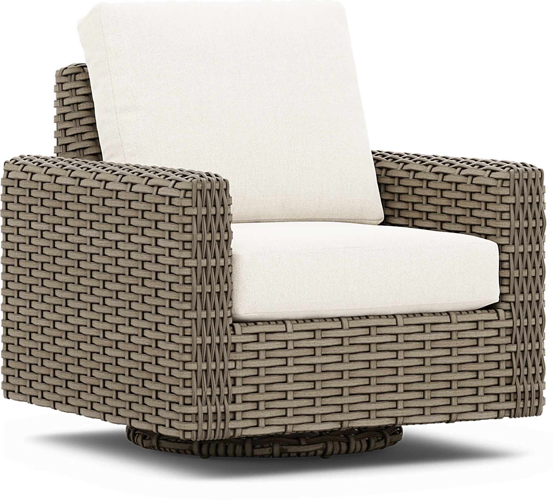 Siesta Key Driftwood Outdoor Swivel Chair with Desert Cushions - Image 1