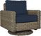 Siesta Key Driftwood Outdoor Swivel Chair with Ink Cushions