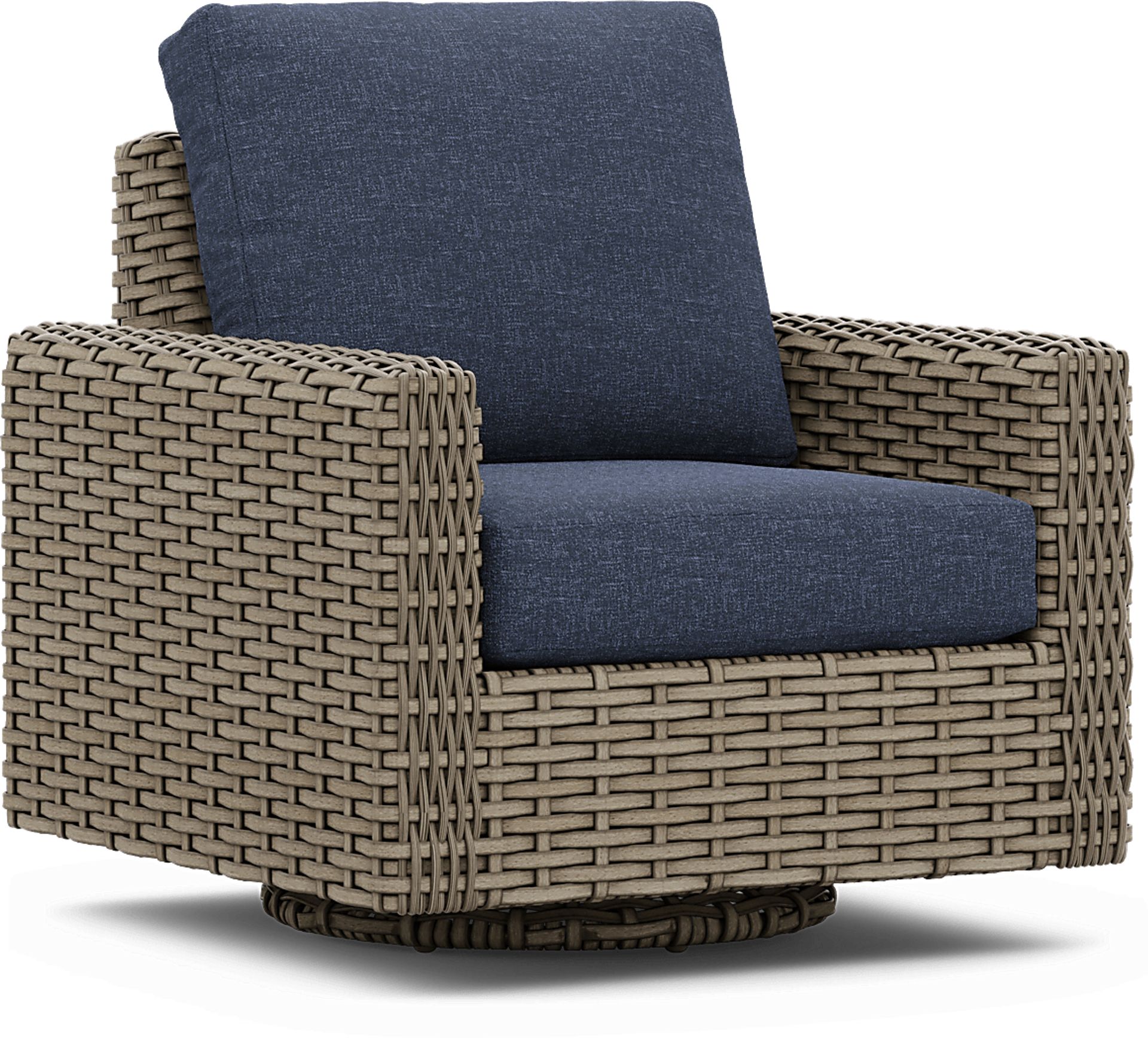 Siesta Key Driftwood Outdoor Swivel Chair with Ink Cushions - Image 1