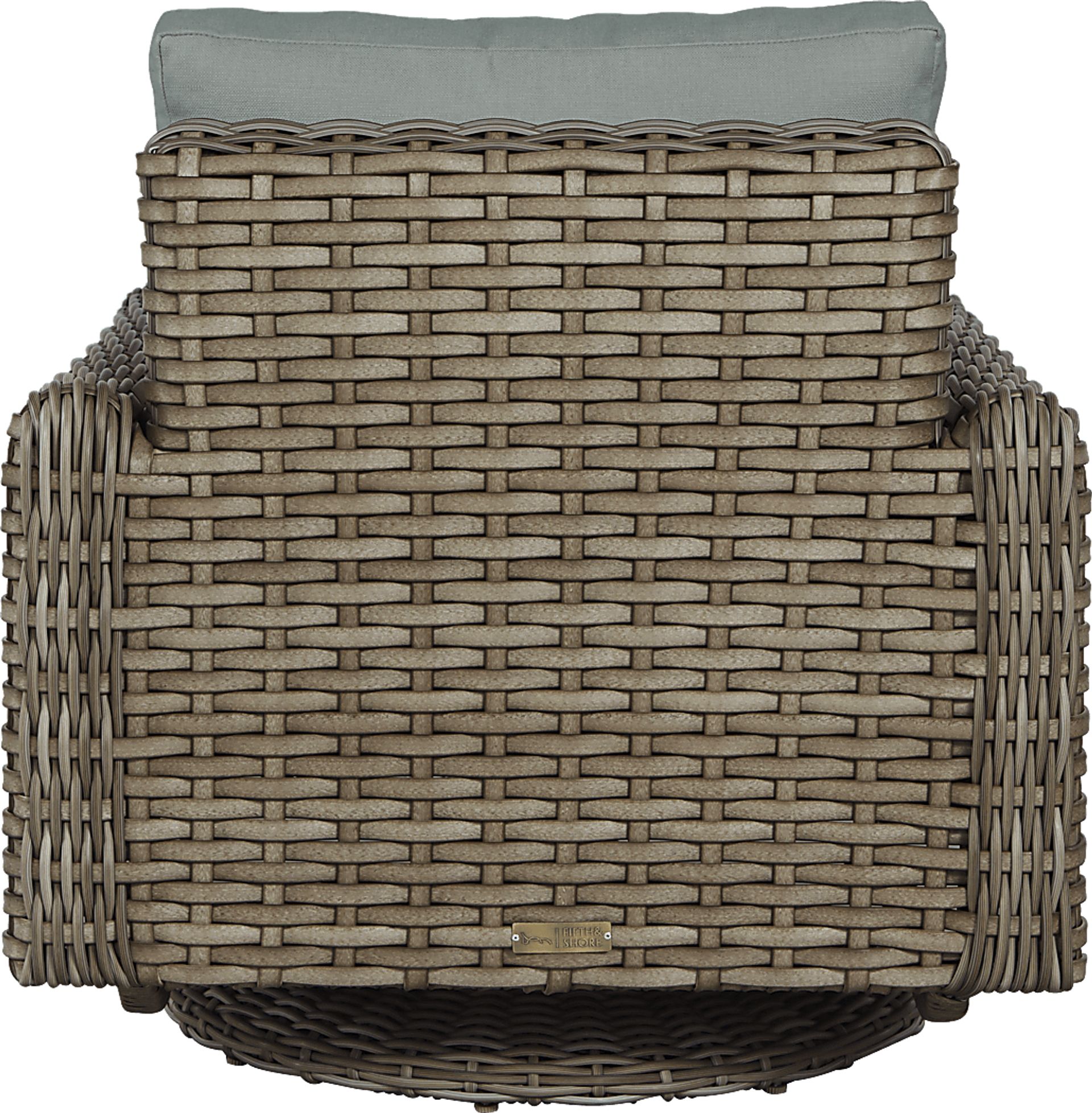 Siesta Key Driftwood Outdoor Swivel Chair with Seafoam Cushions - Image 3