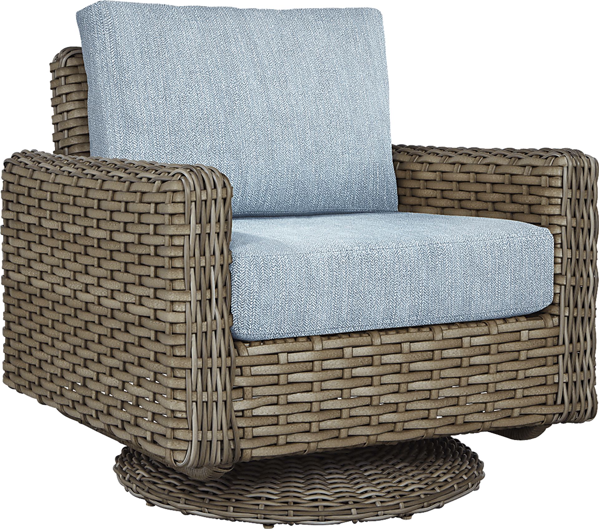 Siesta Key Driftwood Outdoor Swivel Chair with Steel Cushions - Image 1
