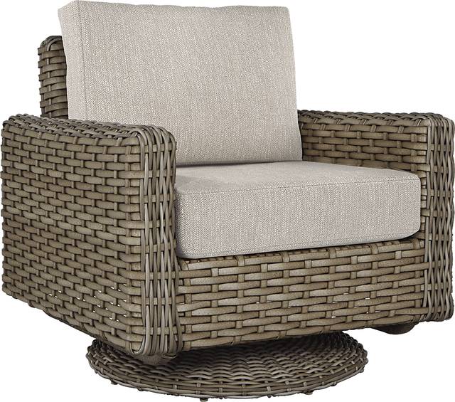 Siesta Key Driftwood Outdoor Swivel Chair with Twine Cushions - Thumbnail - Image 1
