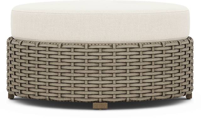 Siesta Key Driftwood Round Outdoor Ottoman with Desert Cushion - Thumbnail - Image 2