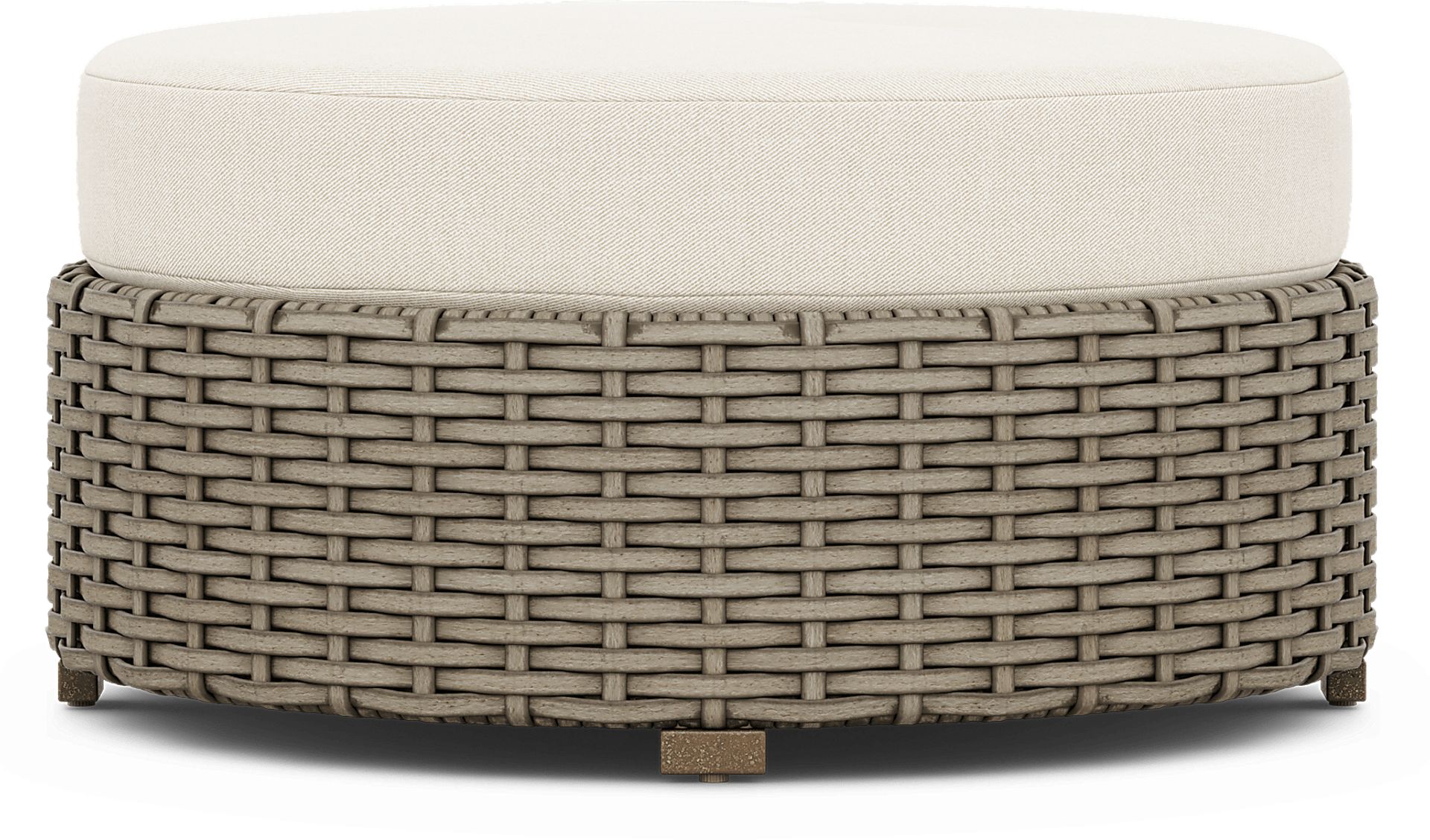 Siesta Key Driftwood Round Outdoor Ottoman with Desert Cushion - Image 2