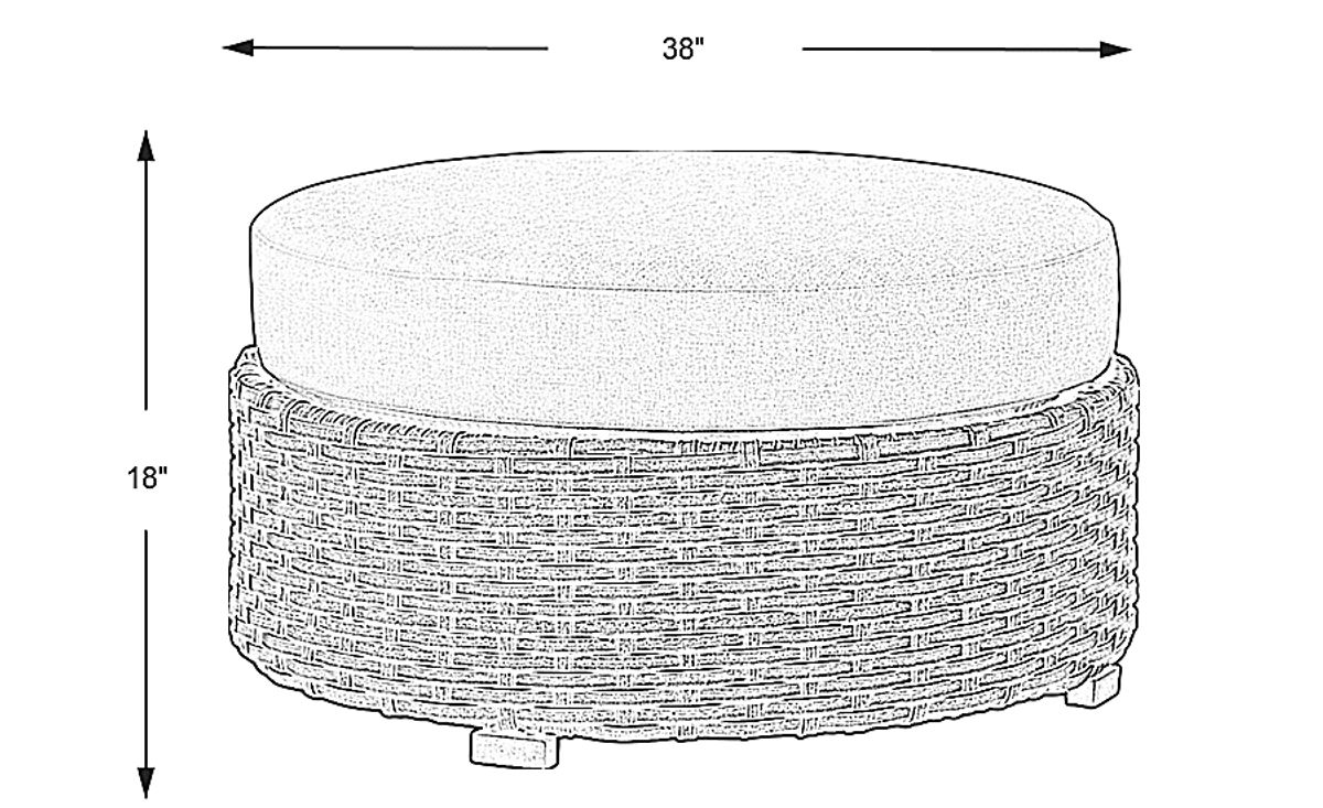 Siesta Key Pebble Beige Wicker Outdoor Round Ottoman | Rooms to Go