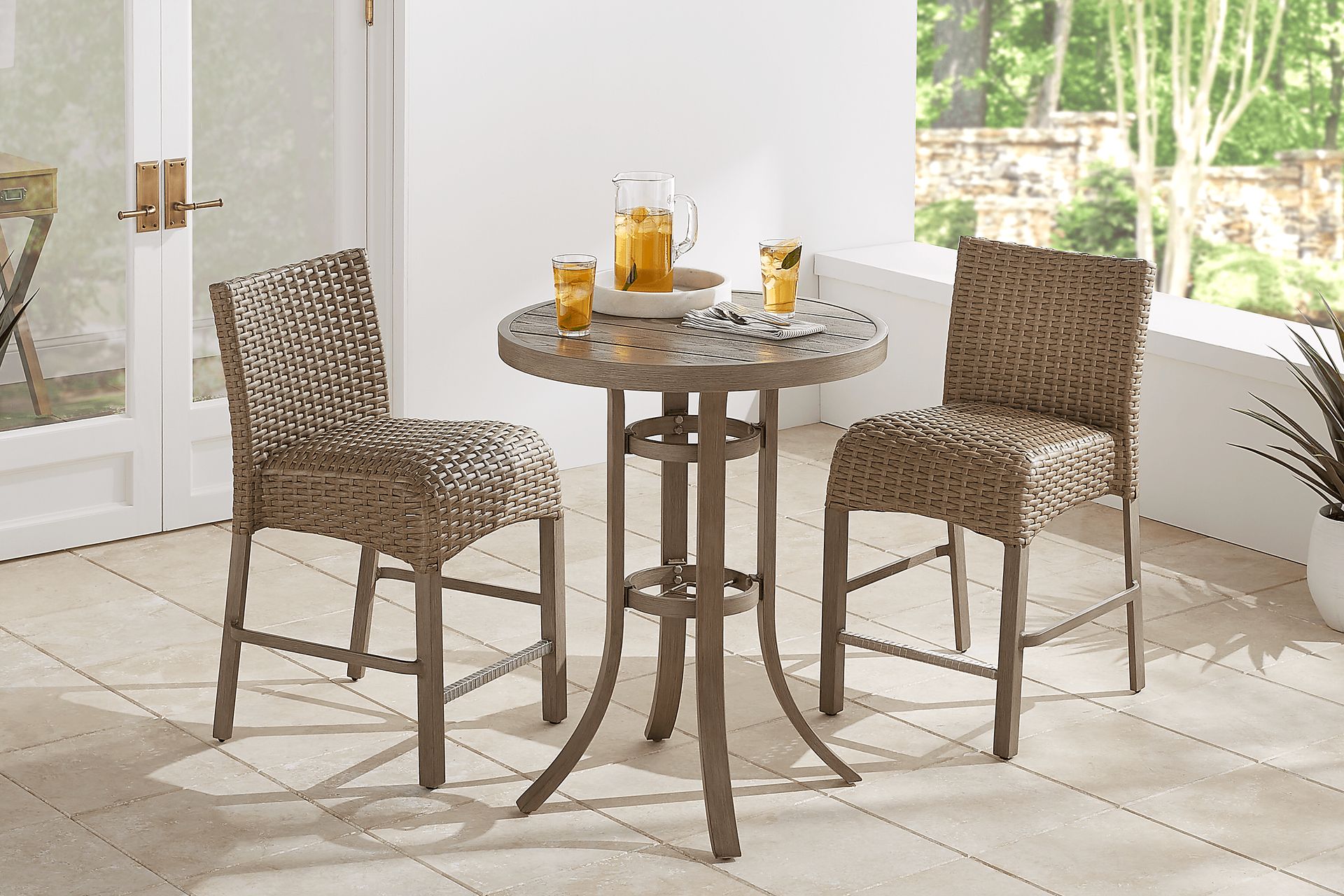 Siesta Key Gray 3 Pc 30" Round Balcony Height Outdoor Dining Set - Image 1