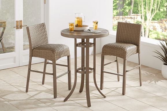 Siesta Key Gray 3 Pc 30" Round Bar Height Outdoor Dining Set