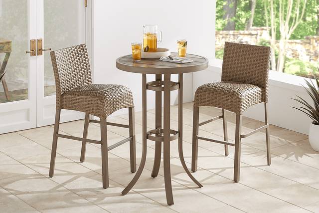 Siesta Key Gray 30" Round Bar Height Outdoor Dining Table with Umbrella Hole - Thumbnail - Image 2