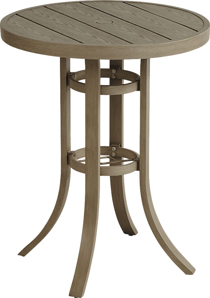 Siesta Key Gray 30" Round Balcony Height Outdoor Dining Table with Umbrella Hole