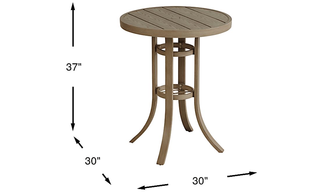 Siesta Key Gray 30" Round Balcony Height Outdoor Dining Table with Umbrella Hole