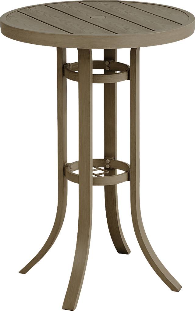 Siesta Key Gray 30" Round Bar Height Outdoor Dining Table with Umbrella Hole - Thumbnail - Image 1