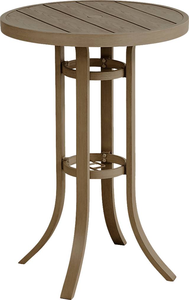 Siesta Key Gray 30" Round Bar Height Outdoor Dining Table with Umbrella Hole - Thumbnail - Image 1