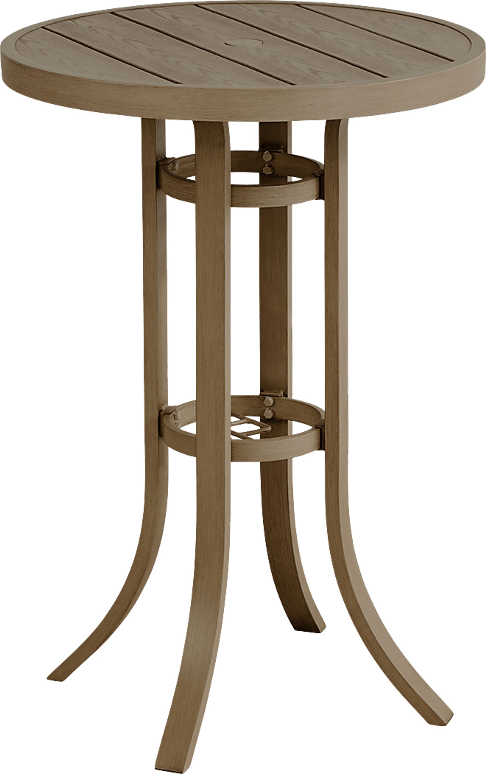 Siesta Key Gray 30" Round Bar Height Outdoor Dining Table with Umbrella Hole - Image 1