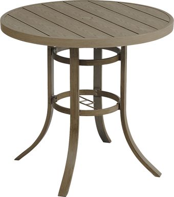 Siesta Key Gray 40" Round Balcony Height Outdoor Dining Table with Umbrella Hole