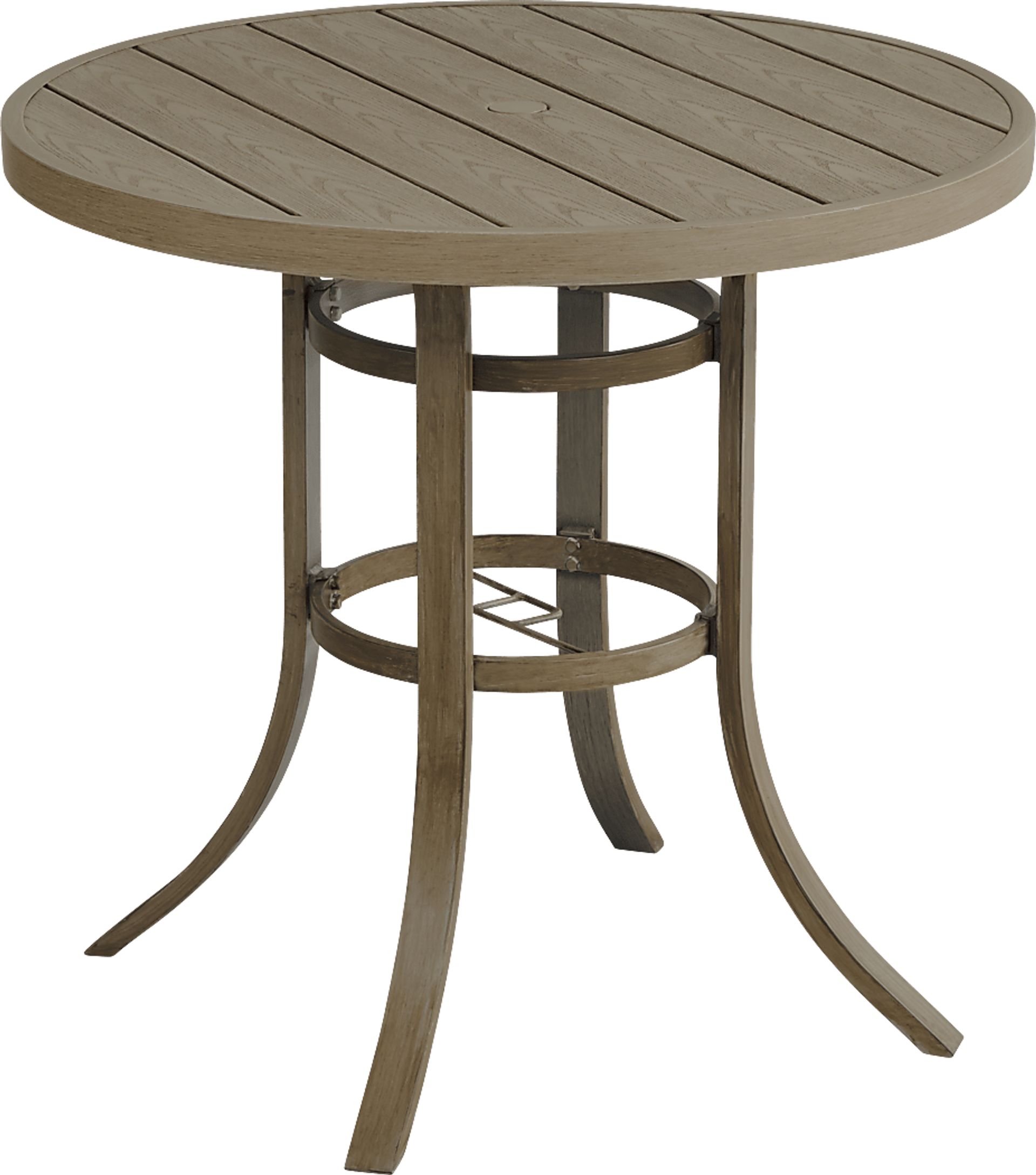 Siesta Key Gray 40" Round Balcony Height Outdoor Dining Table with Umbrella Hole - Image 1